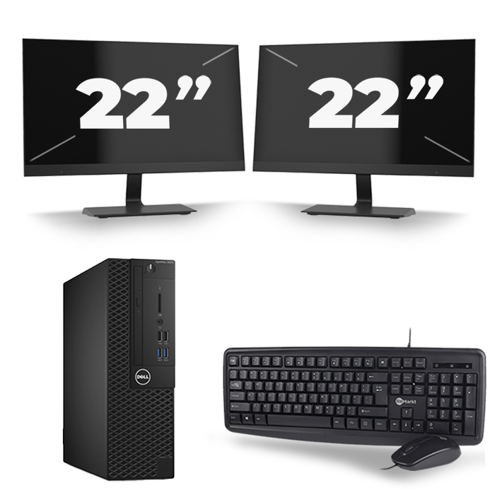 Dell Optiplex 3050 SFF - Intel Core i3-7e Generatie - 8GB RAM - 128GB SSD - Windows 11 + 2x 22 inch Monitor