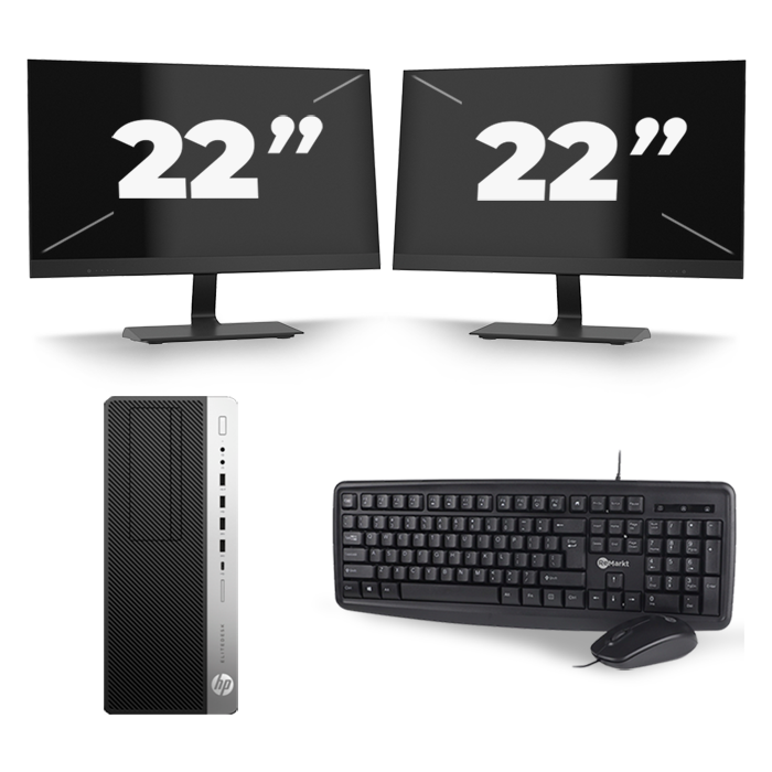 HP EliteDesk 800 G3 Micro Tower - Intel Core i3-6e Generatie - 8GB RAM - 128GB SSD - Windows 11 + 2x 22 inch Monitor