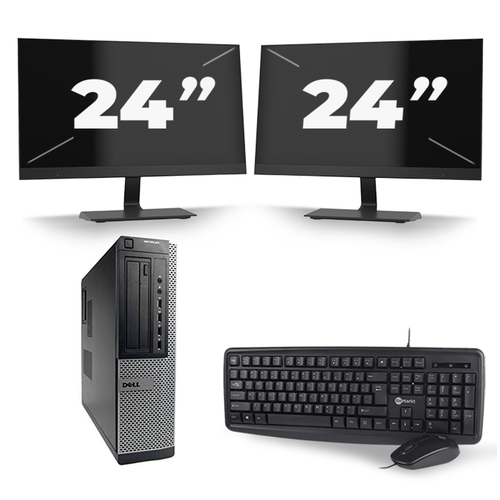 Dell Optiplex 7010 Desktop - Intel Core i3-3e Generatie - 8GB RAM - 128GB SSD - Windows 10 + 2x 24 inch Monitor