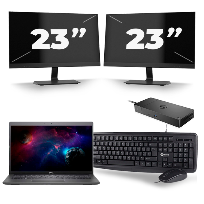 Dell Latitude 3301 - Intel Core i5-8e Generatie - 13 inch - 8GB RAM - 512GB SSD - Windows 11 + 2x 23 inch Monitor