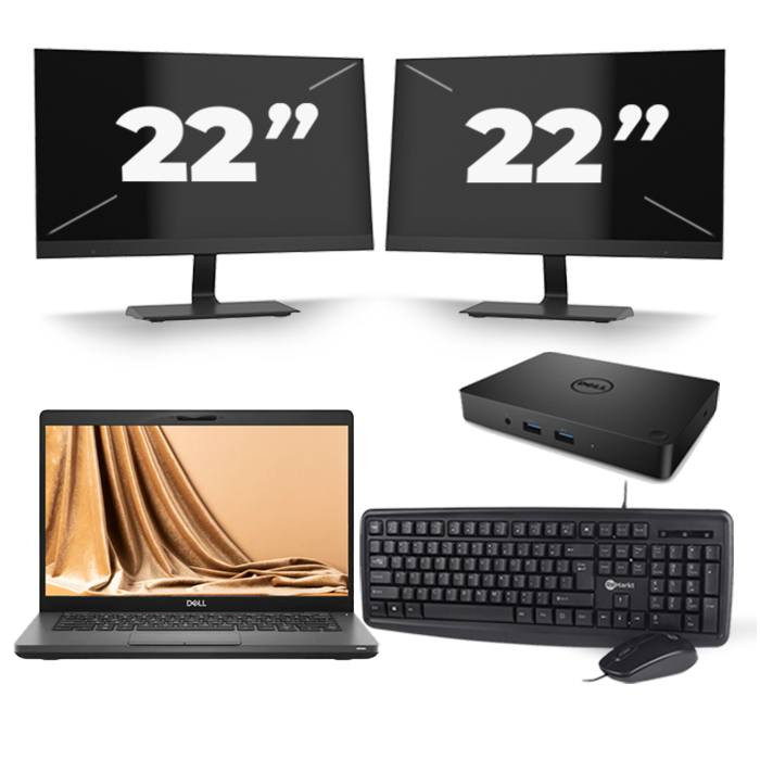 Dell Latitude 5401 - Intel Core i5-9e Generatie - 14 inch - 16GB RAM - 512GB SSD - Windows 11 + 2x 22 inch Monitor