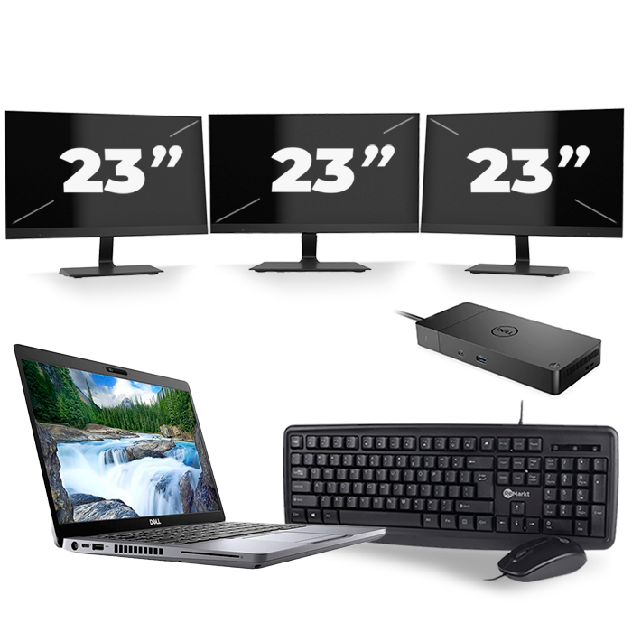 Dell Latitude 5410 - Intel Core i5-10e Generatie - 14 inch - 16GB RAM - 512GB SSD - Windows 11 + 3x 23 inch Monitor