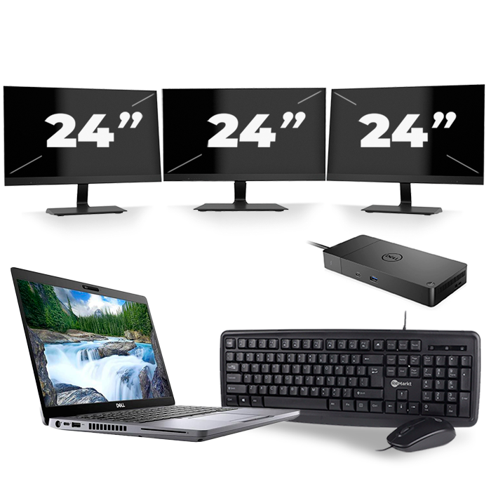 Dell Latitude 5410 - Intel Core i7-10e Generatie - 14 inch - 16GB RAM - 512GB SSD - Windows 11 + 3x 24 inch Monitor