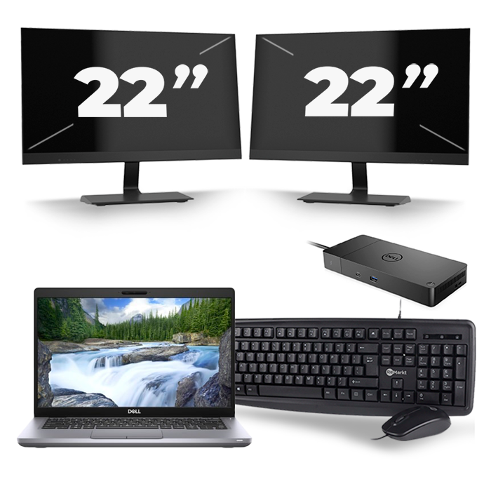 Dell Latitude 5411 - Intel Core i5-10e Generatie - 14 inch - 16GB RAM - 512GB SSD - Windows 11 + 2x 22 inch Monitor