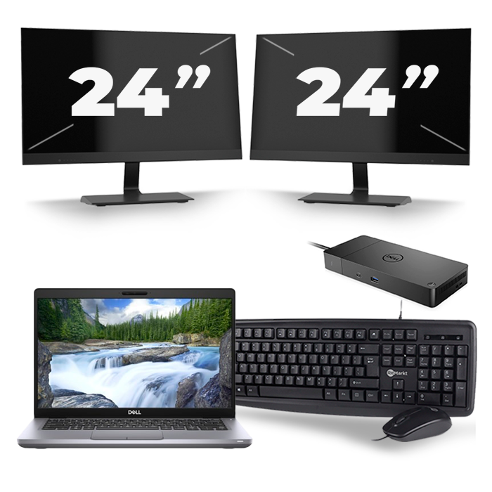 Dell Latitude 5411 - Intel Core i5-10e Generatie - 14 inch - 16GB RAM - 512GB SSD - Windows 11 + 2x 24 inch Monitor