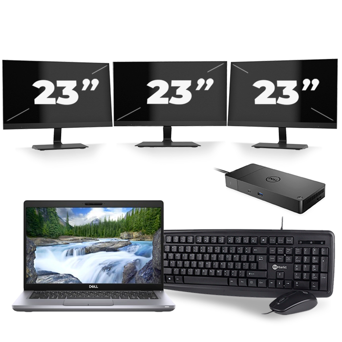 Dell Latitude 5411 - Intel Core i5-10e Generatie - 14 inch - 16GB RAM - 512GB SSD - Windows 11 + 3x 23 inch Monitor