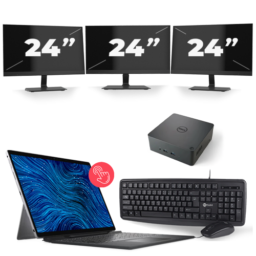 Dell Latitude 7320 - Intel Core i5-11e Generatie - 13 inch - 16GB RAM - 512GB SSD - Windows 11 Home + 3x 24 inch Monitor