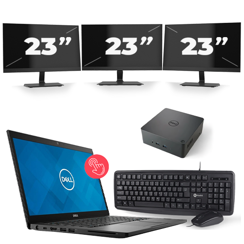 Dell Latitude 7490 - Intel Core i7-8e Generatie - 14 inch - Touch - 16GB RAM - 512GB SSD - Windows 11 + 3x 23 inch Monitor