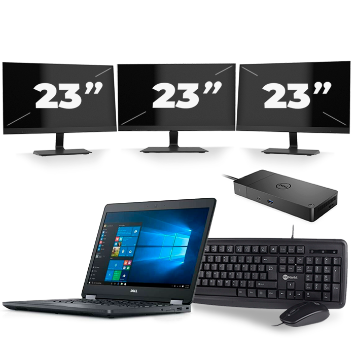 Dell Latitude E5470 - Intel Core i5-6e Generatie - 14 inch - 8GB RAM - 256GB SSD - Windows 11 + 3x 23 inch Monitor