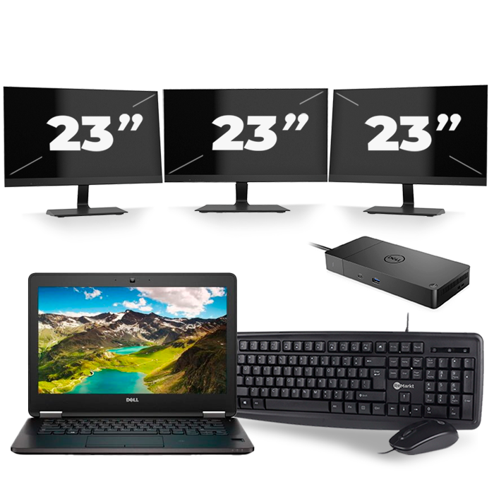 Dell Latitude E7270 - Intel Core i5-6e Generatie - 12 inch - 8GB RAM - 256GB SSD - Windows 11 + 3x 23 inch Monitor
