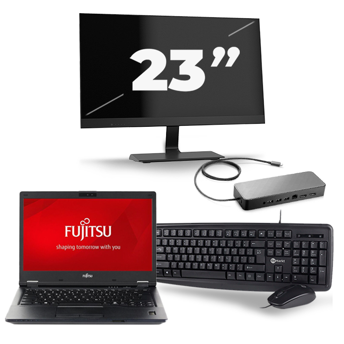 Fujitsu LifeBook E548 - Intel Core i3-7e Generatie - 14 inch - 8GB RAM - 256GB SSD - Windows 11 + 1x 23 inch Monitor