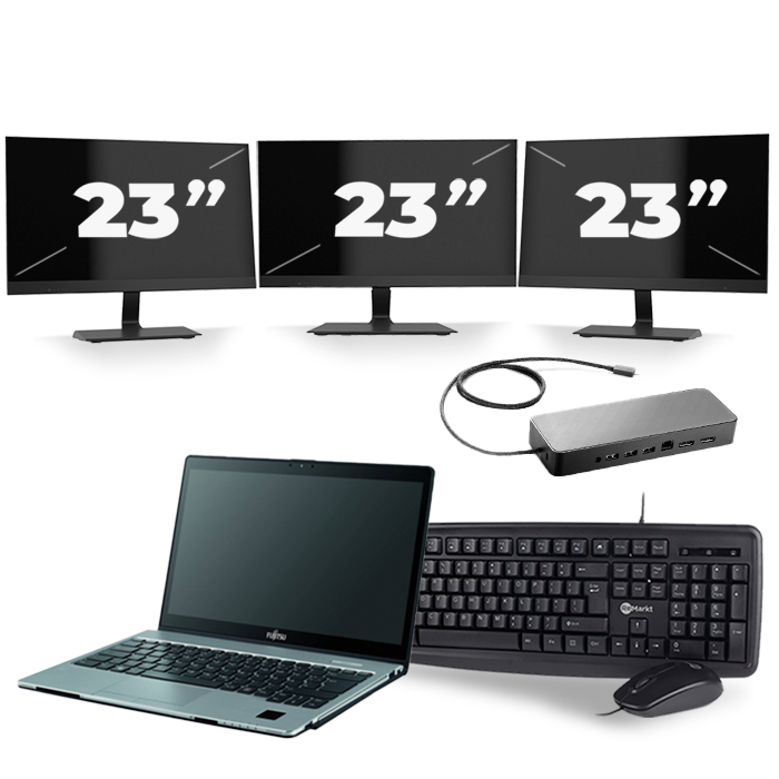 Fujitsu LifeBook S938 - Intel Core i7-8e Generatie - 13 inch - 16GB RAM - 512GB SSD - Windows 11 + 3x 23 inch Monitor