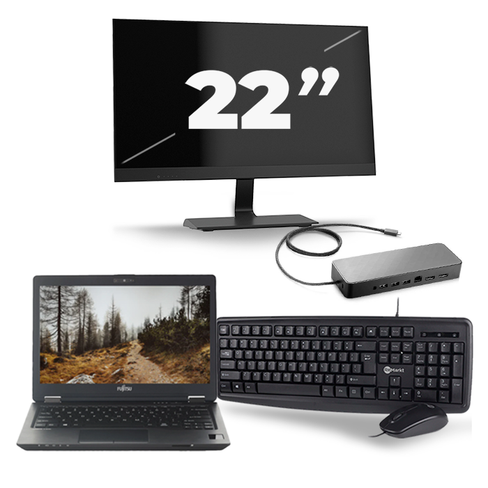 Fujitsu LifeBook U727 - Intel Core i7-7e Generatie - 12 inch - 16GB RAM - 512GB SSD - Windows 11 + 1x 22 inch Monitor