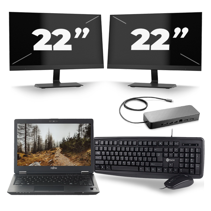 Fujitsu LifeBook U727 - Intel Core i7-7e Generatie - 12 inch - 16GB RAM - 512GB SSD - Windows 11 + 2x 22 inch Monitor