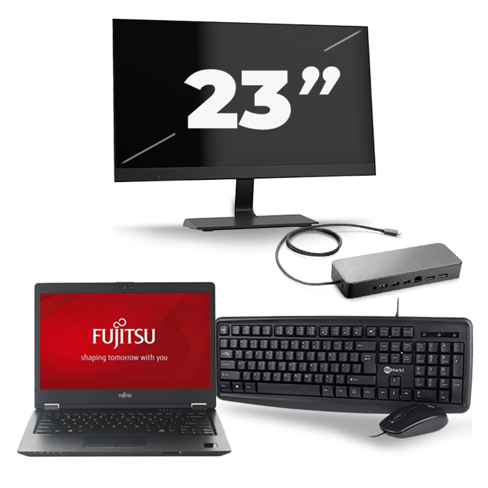Fujitsu LifeBook U728 - Intel Core i7-8e Generatie - 12 inch - 16GB RAM - 512GB SSD - Windows 11 + 1x 23 inch Monitor