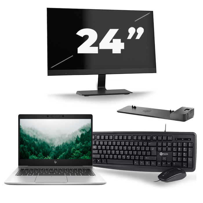 HP EliteBook 830 G6 - Intel Core i5-8e Generatie - 13 inch - 16GB RAM - 512GB SSD - Windows 11 + 1x 24 inch Monitor