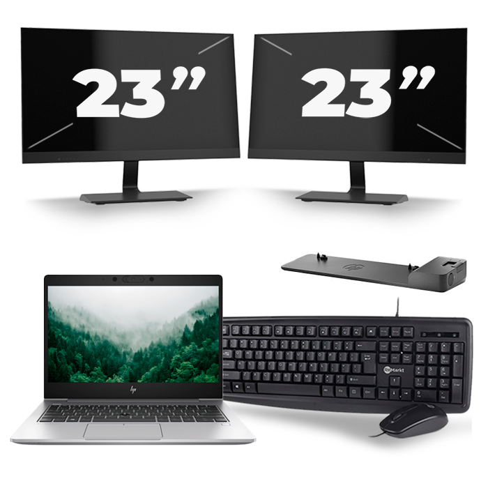 HP EliteBook 830 G6 - Intel Core i5-8e Generatie - 13 inch - 16GB RAM - 512GB SSD - Windows 11 + 2x 23 inch Monitor