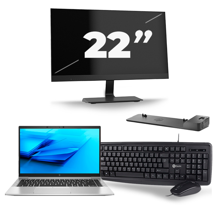 HP EliteBook 840 G7 - Intel Core i5-10e Generatie - 14 inch - 16GB RAM - 512GB SSD - Windows 11 + 1x 22 inch Monitor