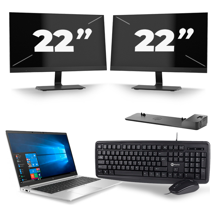 HP EliteBook 850 G7 - Intel Core i5-10e Generatie - 15 inch - 16GB RAM - 512GB SSD - Windows 11 + 2x 22 inch Monitor