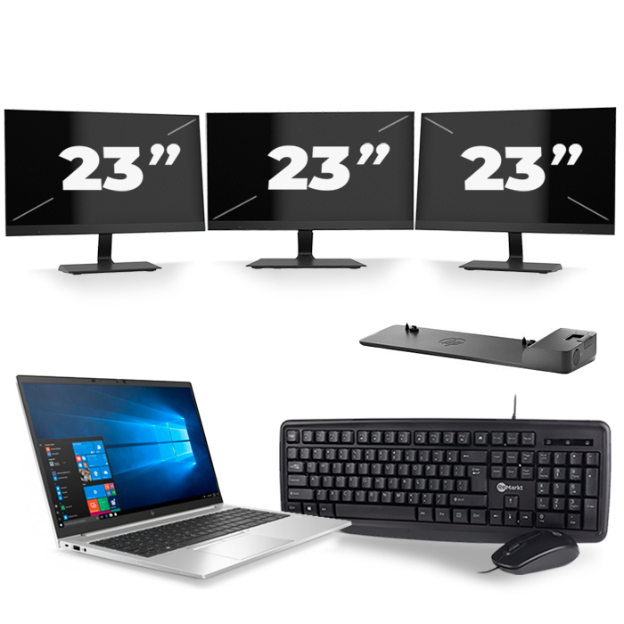 HP EliteBook 850 G7 - Intel Core i5-10e Generatie - 15 inch - 16GB RAM - 512GB SSD - Windows 11 + 3x 23 inch Monitor