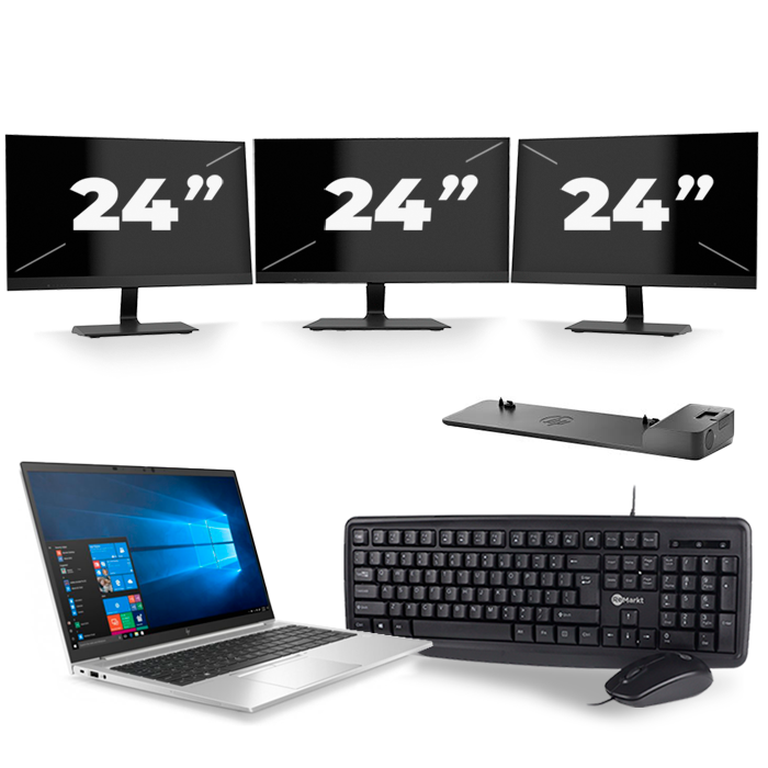 HP EliteBook 850 G7 - Intel Core i5-10e Generatie - 15 inch - 16GB RAM - 512GB SSD - Windows 11 + 3x 24 inch Monitor