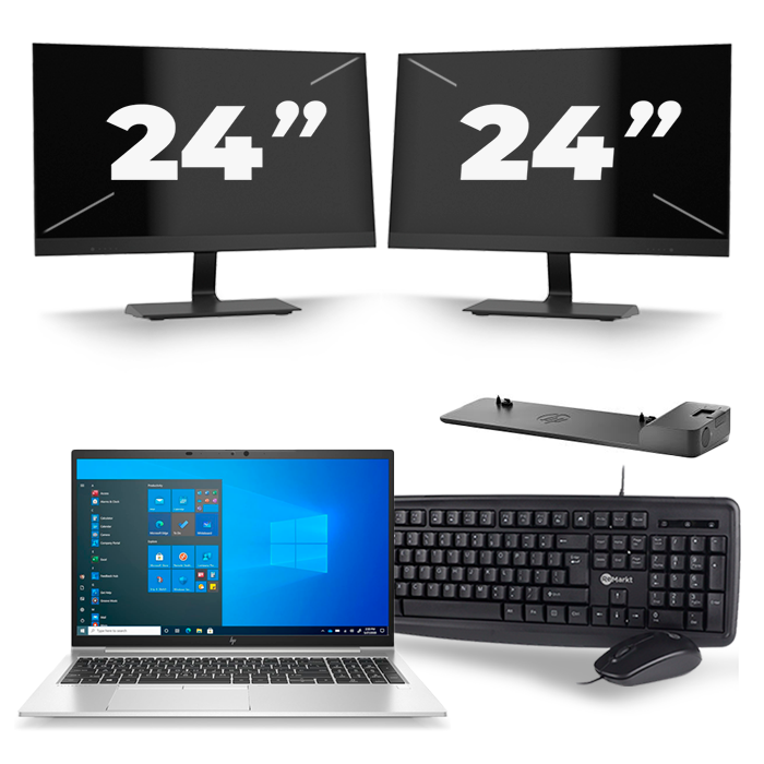 HP EliteBook 850 G8 - Intel Core i5-11e Generatie - 15 inch - 16GB RAM - 512GB SSD - Windows 11 + 2x 24 inch Monitor