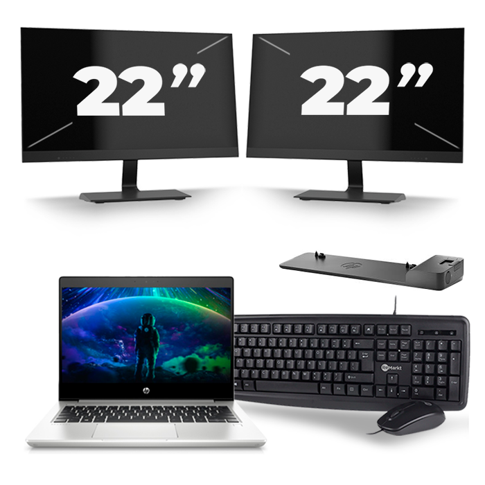 HP ProBook 430 G6 - Intel Core i5-8e Generatie - 13 inch - 16GB RAM - 512GB SSD - Windows 11 + 2x 22 inch Monitor
