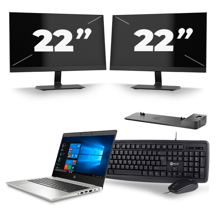 HP ProBook 430 G7 - Intel Core i5-10e Generatie - 13 inch - 16GB RAM - 512GB SSD - Windows 11 + 2x 22 inch Monitor
