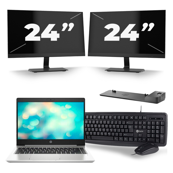 HP ProBook 440 G7 - Intel Core i5-10e Generatie - 14 inch - 8GB RAM - 512GB SSD - Windows 11 + 2x 24 inch Monitor