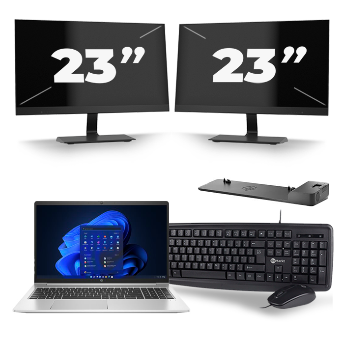 HP Probook 450 G8 - Intel Core i5-11e Generatie - 15 inch - 16GB RAM - 512GB SSD - Windows 11 + 2x 23 inch Monitor