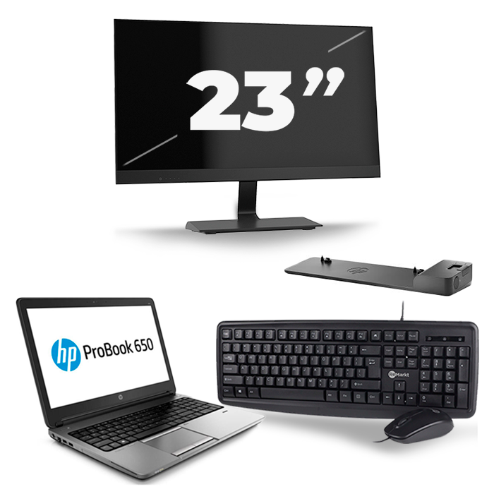 HP ProBook 650 G1 - Intel Core i5-4e Generatie - 15 inch - 8GB RAM - 256GB SSD - Windows 11 + 1x 23 inch Monitor