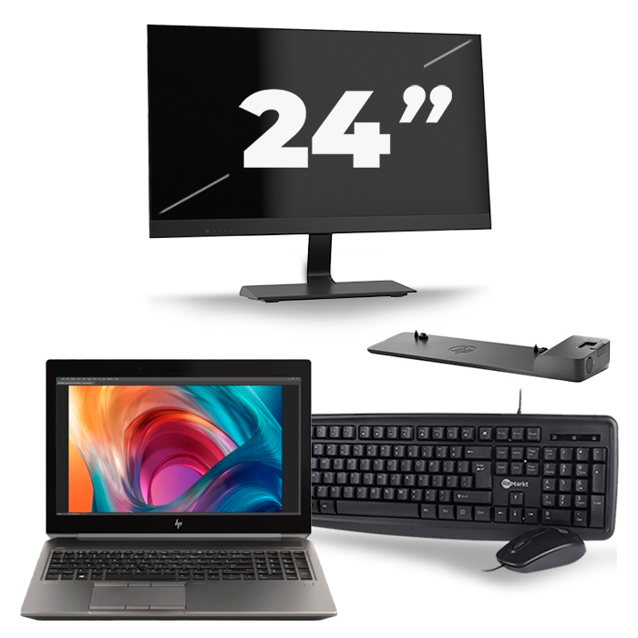 HP ZBook 15 G6 - Intel Core i9-9e Generatie - 15 inch - 16GB RAM - 512GB SSD - Windows 11 Home + 1x 24 inch Monitor