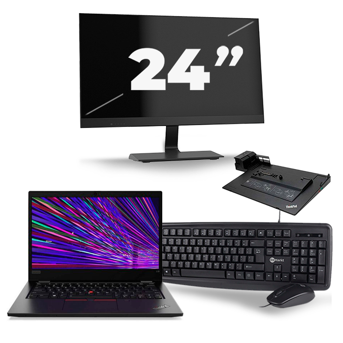 Lenovo ThinkPad L13 - Intel Core i3-10e Generatie - 13 inch - 4GB RAM - 512GB SSD - Windows 11 + 1x 24 inch Monitor