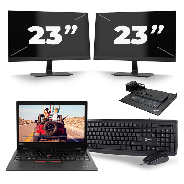 Lenovo ThinkPad L380 - Intel Core i3-8e Generatie - 13 inch - 8GB RAM - 256GB SSD - Windows 11 + 2x 23 inch Monitor