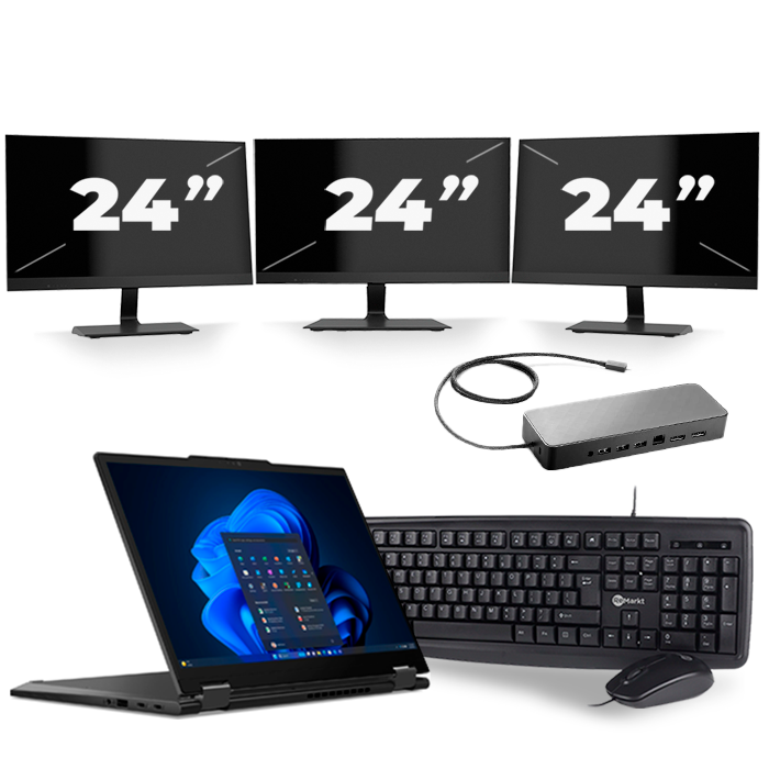 Lenovo ThinkPad X13 - Intel Core i7-10e Generatie - 13 inch - 16GB RAM - 512GB SSD - Windows 11 Home + 3x 24 inch Monitor