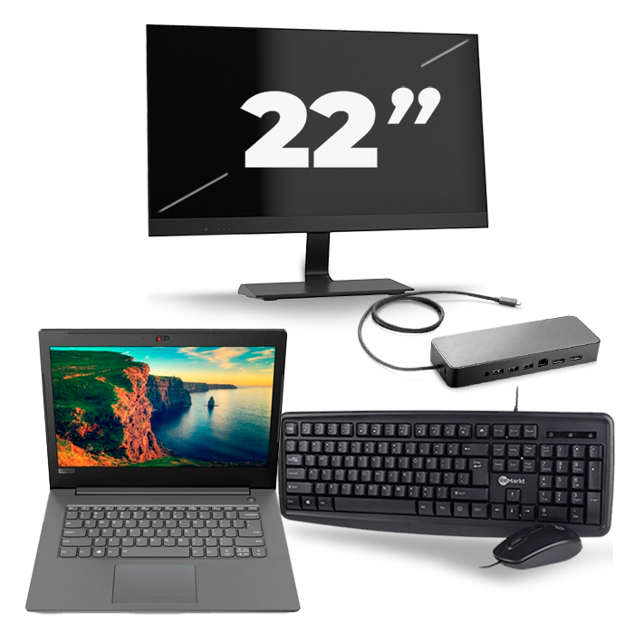 Lenovo V330-14IKB - Intel Core i5-8e Generatie - 14 inch - 16GB RAM - 512GB SSD - Windows 11 + 1x 22 inch Monitor
