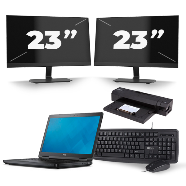 Dell Latitude E5540 - Intel Core i5-4e Generatie - 15 inch - 8GB RAM - 256GB SSD - Windows 11 + 2x 23 inch Monitor