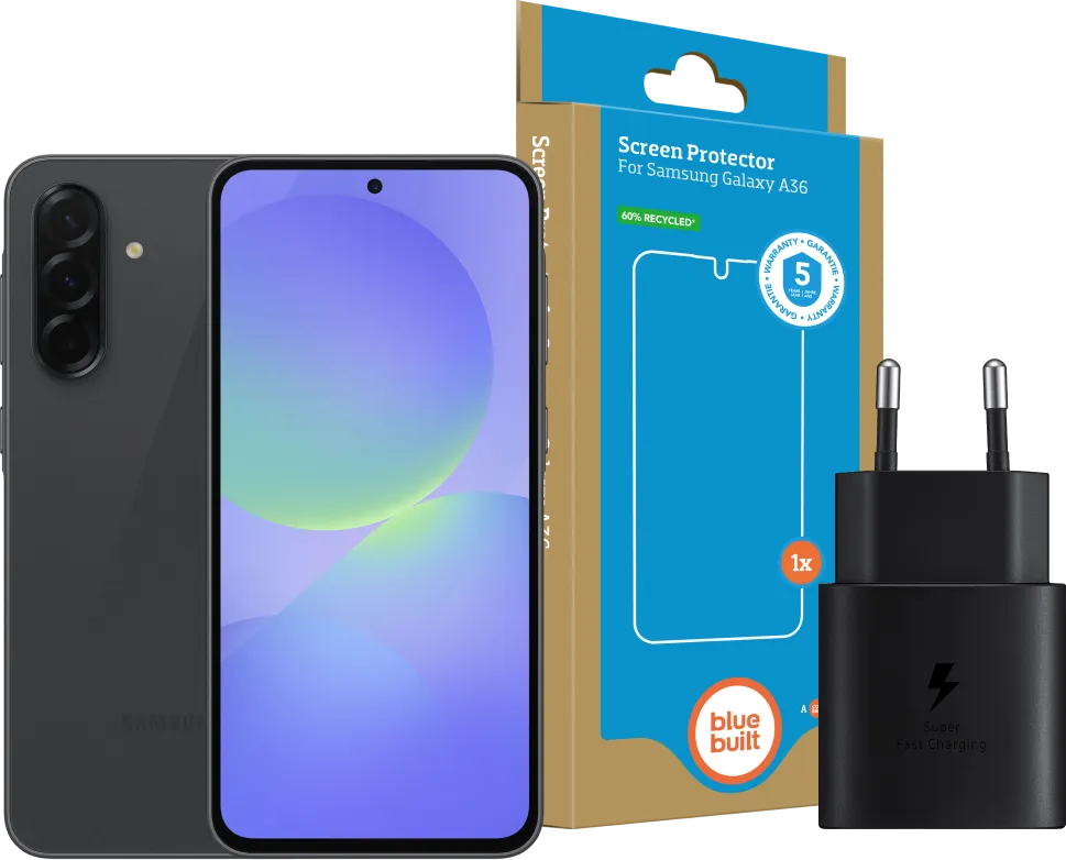 Samsung Galaxy A36 128GB Zwart 5G Enterprise Editie + Basis Accessoirepakket