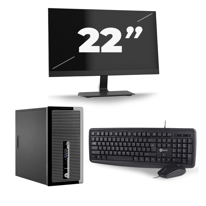 HP ProDesk 400 G3 Micro Tower - Intel Core i5-6e Generatie - 8GB RAM - 256GB SSD - Windows 11 + 1x 22 inch Monitor