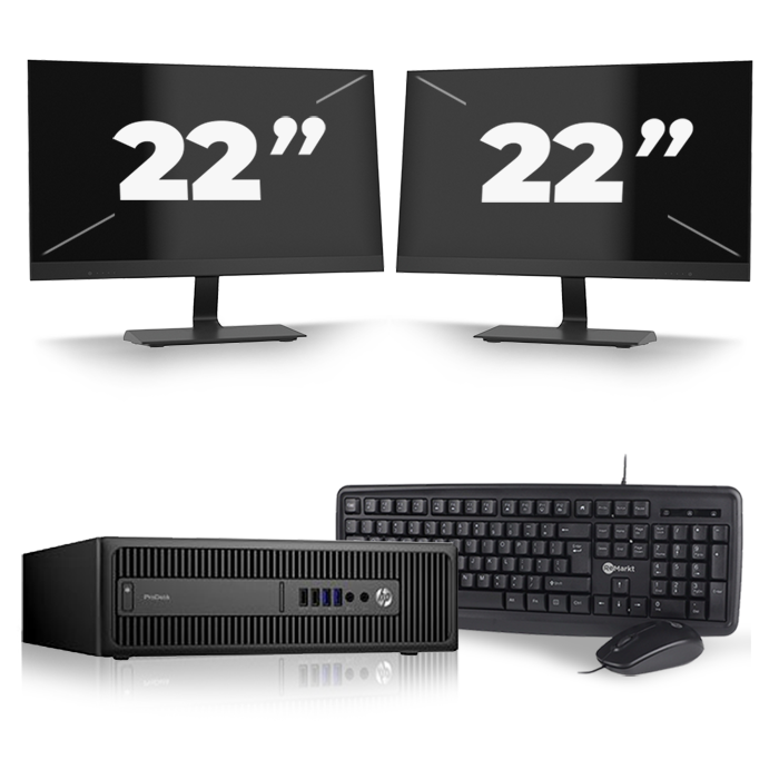 HP ProDesk 600 G2 SFF - Intel Core i5-6e Generatie - 8GB RAM - 256GB SSD - Windows 11 + 2x 22 inch Monitor