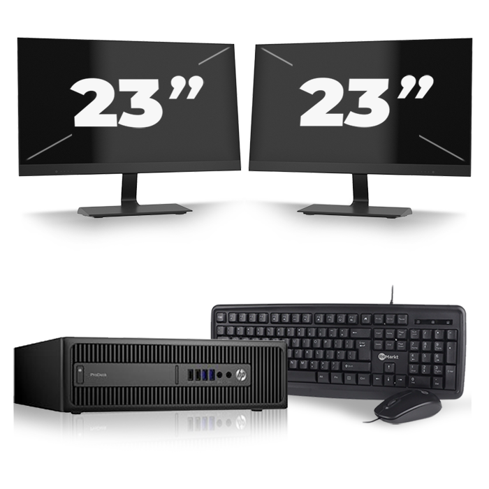 HP ProDesk 600 G2 SFF - Intel Core i3-6e Generatie - 8GB RAM - 128GB SSD - Windows 11 + 2x 23 inch Monitor