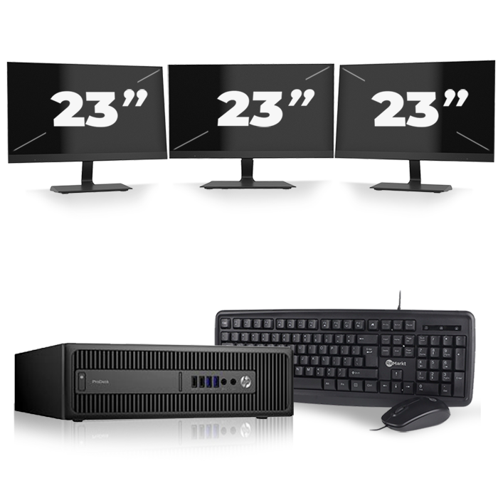 HP ProDesk 600 G2 SFF - Intel Core i5-6e Generatie - 8GB RAM - 256GB SSD - Windows 11 + 3x 23 inch Monitor