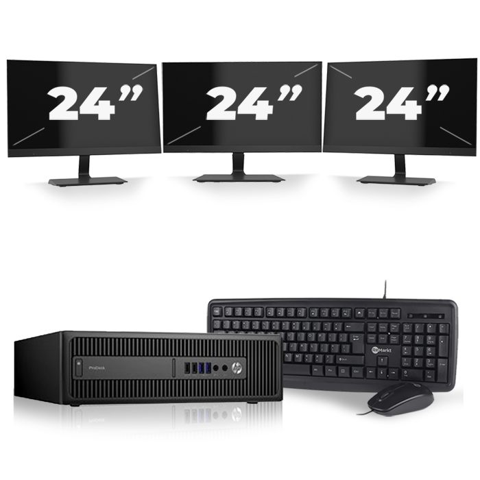 HP ProDesk 600 G2 SFF - Intel Core i5-6e Generatie - 8GB RAM - 256GB SSD - Windows 11 + 3x 24 inch Monitor