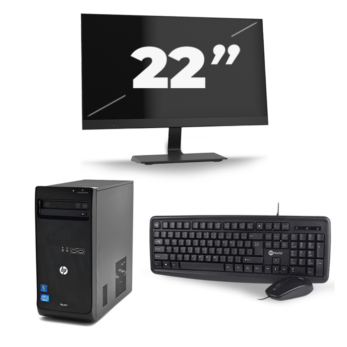 HP Pro 3400 Micro Tower - Intel Core i7-3e Generatie - 16GB RAM - 512GB SSD - Windows 10 + 1x 22 inch Monitor