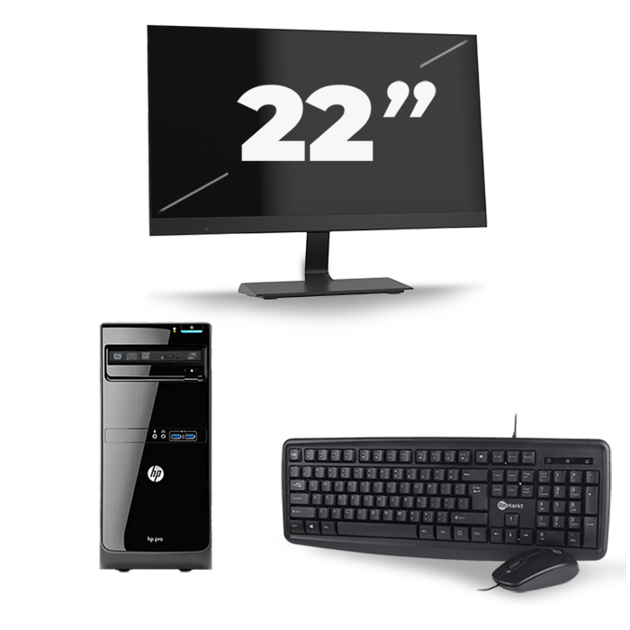 HP Pro 3500 Micro Tower - Intel Core i5-3e Generatie - 8GB RAM - 256GB SSD - Windows 10 + 1x 22 inch Monitor