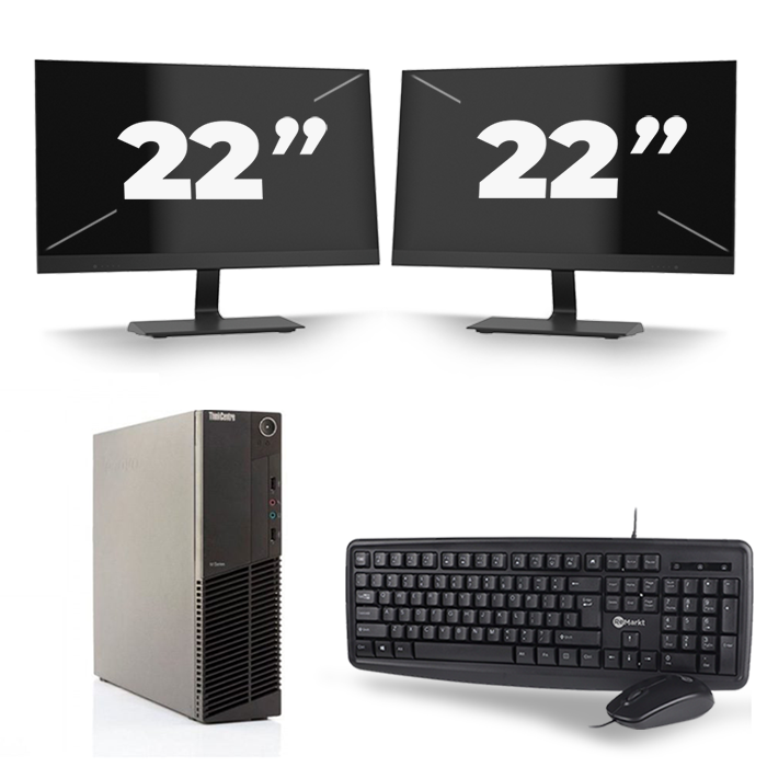 Lenovo ThinkCentre M82 SFF - Intel Core i5-3e Generatie - 8GB RAM - 256GB SSD - Windows 10 + 2x 22 inch Monitor