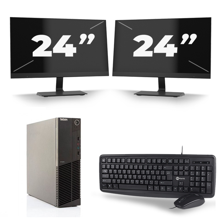 Lenovo ThinkCentre M82 SFF - Intel Core i3-3e Generatie - 8GB RAM - 128GB SSD - Windows 10 + 2x 24 inch Monitor