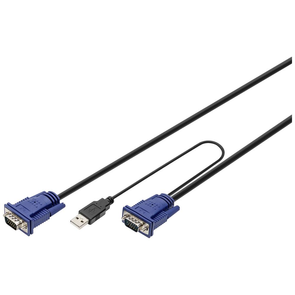 Digitus KVM Adapterkabel [1x USB-A, VGA - 1x VGA] 5.00 m Zwart