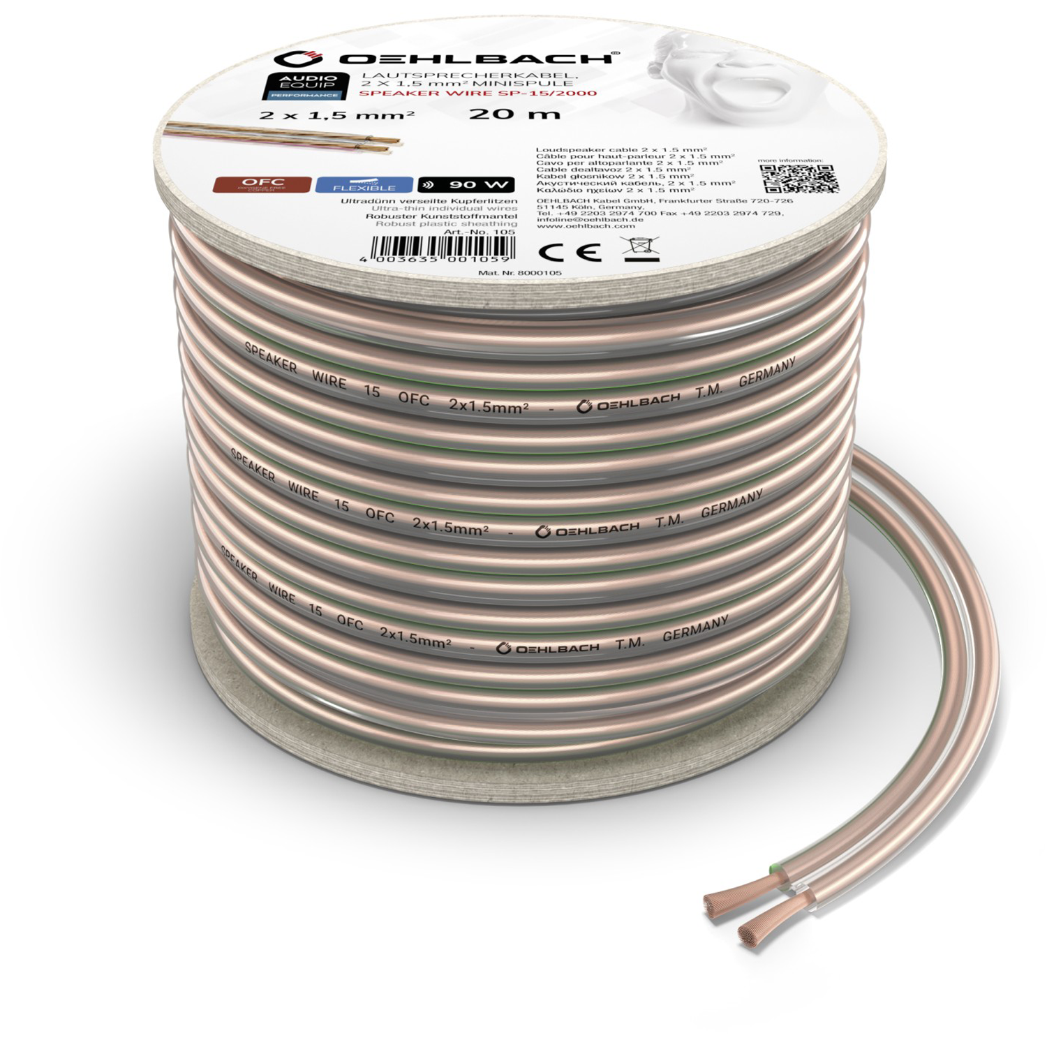 Oehlbach SPEAKER WIRE SP-15 LUIDSPREKERKABEL 2 X 1,5 MM 20 meter