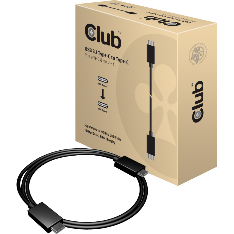 Club 3D USB 3.1 Type C Kabel, 0.8m Kabel